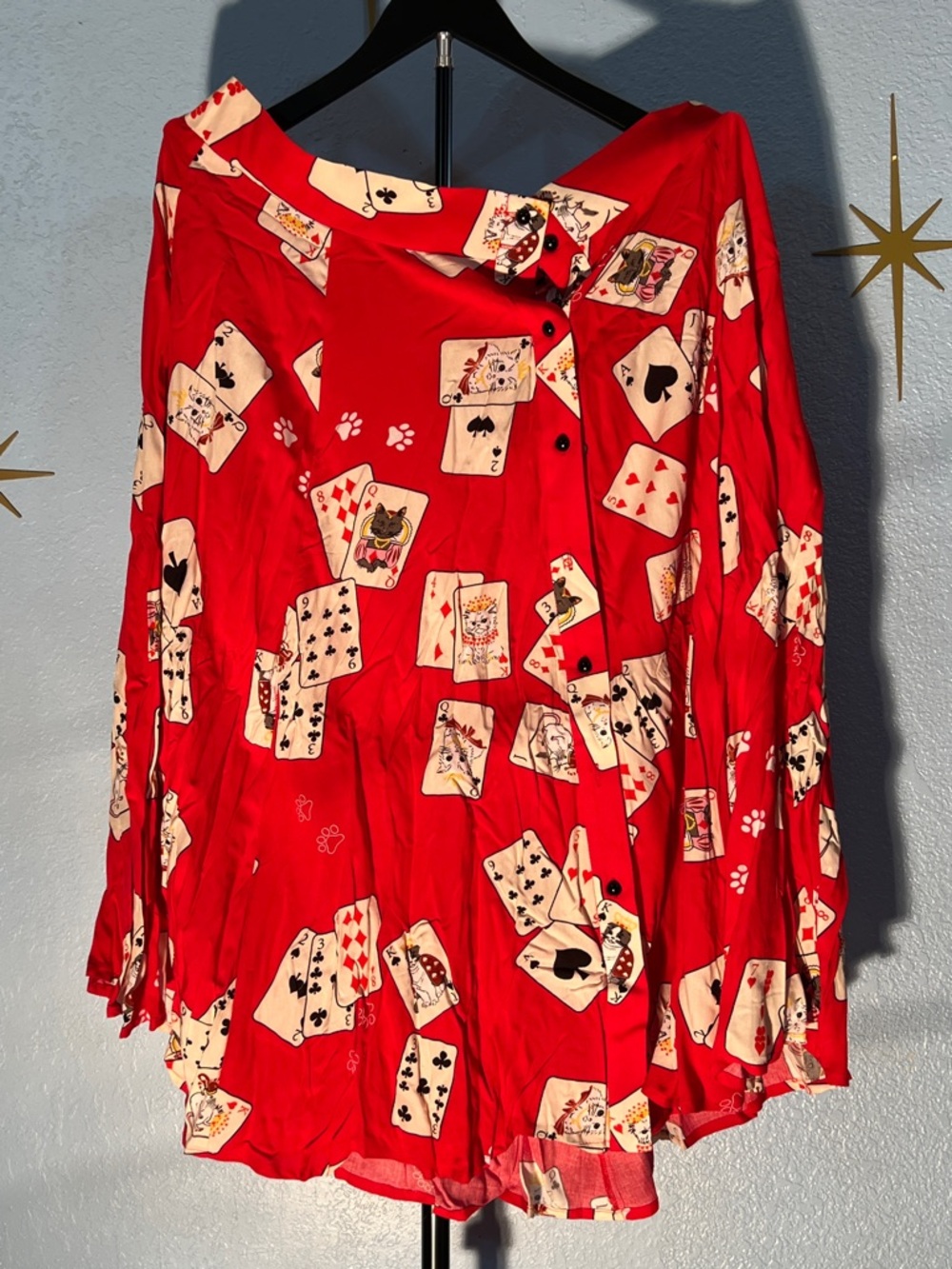 Collectif Red Playing Card Print Skirt